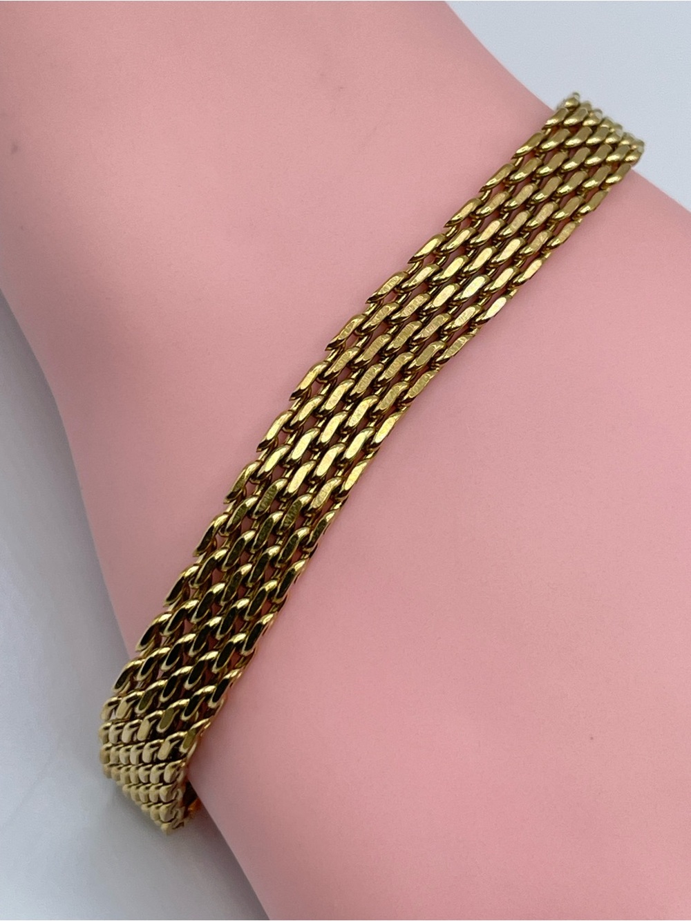 Gold Tone Stainless Steel Wide Chain Link Bracelet Retro Glam